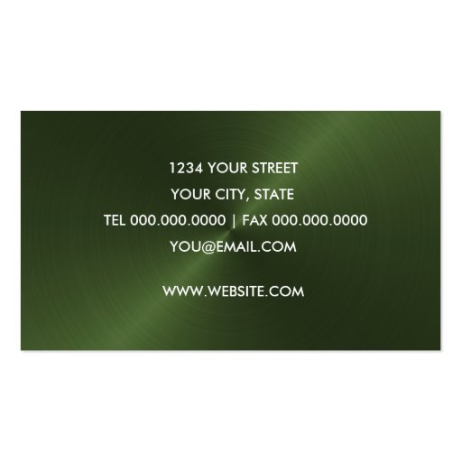 Green Sheen Business Card (back side)