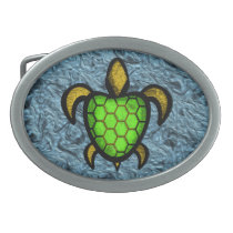 Green Shell Turtle Belt Buckle