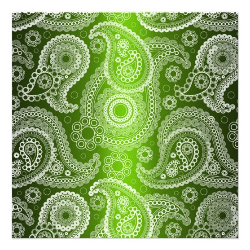 Green Shimmer White Lace Paisley Table Number Custom Invite
