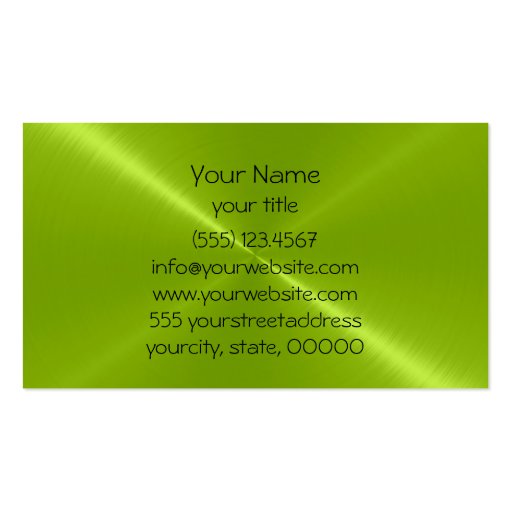 Green Shiny Stainless Steel Metal Business Card Template (back side)