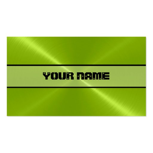 Green Shiny Stainless Steel Metal Business Card Template (front side)