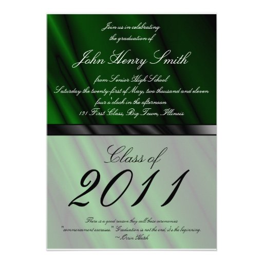 Green Silk 2 Graduation Invitation/Announcement