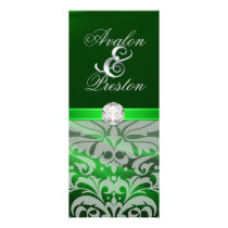 Green Silk Diamond Damask Wedding Invitation