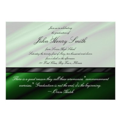 Green Silk Graduation Invitation/Announcement