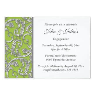 Lime and silver wedding invitations