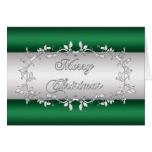 Green, Silver Holly Vines Corporate Christmas Card