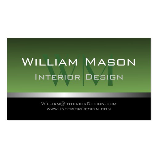 Green & Silver Stripe Professional Business Card