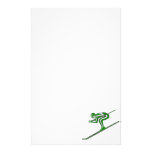 Green Ski Fast Personalized Stationery