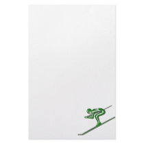 Green Ski Fast Personalized Stationery