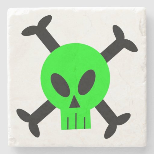 Green Skull And Crossbones Stone Coaster Zazzle