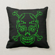 Green; Skull Binary Pillow