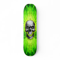 Green Skull Flames skateboards