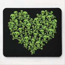 Green Skull Heart Mouse Pad