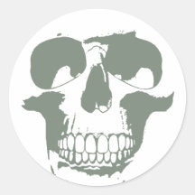 Green Skull Round Sticker