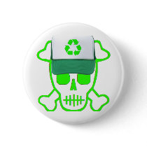 Green Skull with Recycle Hat buttons
