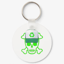 Green Skull with Recycle Hat keychains