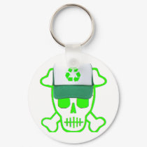 Green Skull with Recycle Hat keychains