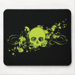 Green Skull with Swirls and Splatters Mouse Pad