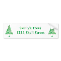 Green Skull Xmas Tree bumper stickers