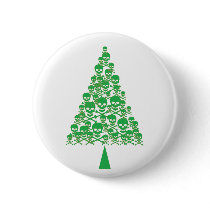 Green Skull Xmas Tree buttons