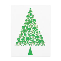 Green Skull Xmas Tree postcards