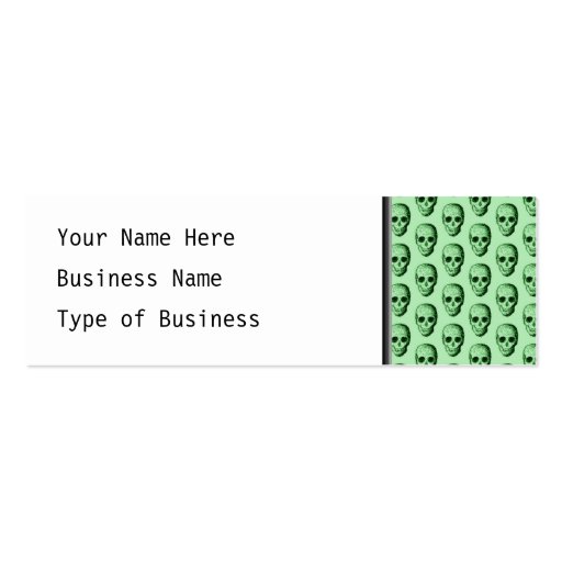 Green Skulls Pattern. Business Card Templates