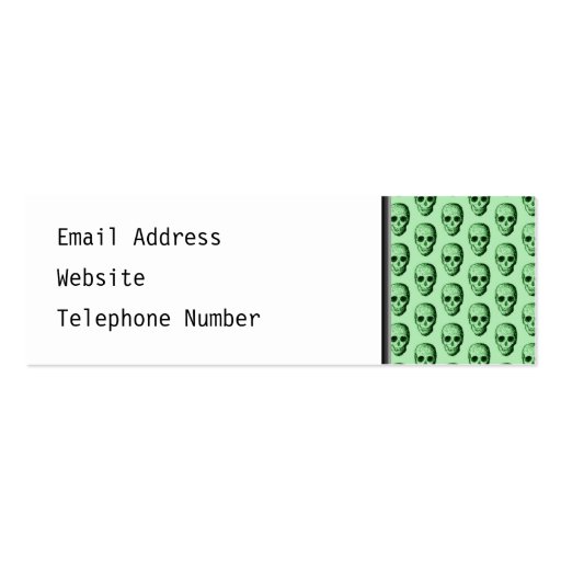 Green Skulls Pattern. Business Card Templates (back side)