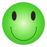 Green Smiley Round Sticker