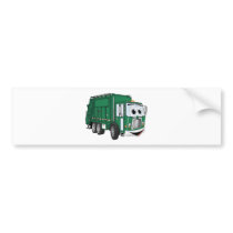 Green Smiling Garbage Truck Cartoon Bumper Stickers