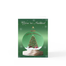 Green Snow Globe Invitation cards