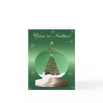 Green Snow Globe Invitation Greeting Card by FCM_Christmas