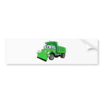 Green Snow Plow Cartoon Bumper Sticker