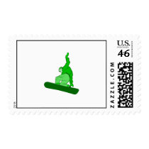 Green Snowboarder Stamp