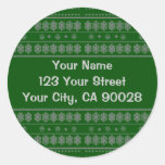 green snowflake pattern round stickers