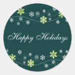 Green Snowflakes Holiday Stickers