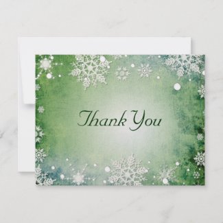 Green Snowflakes Thank You Card Custom Announcement
