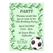Green Soccer Ball Birthday Party Invitation invitations