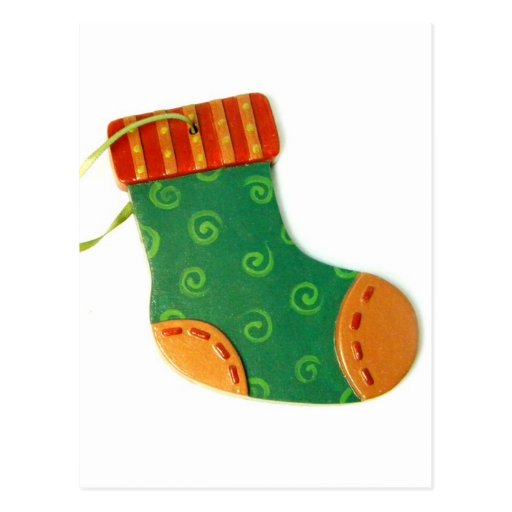 Green Sock Ornament Postcard