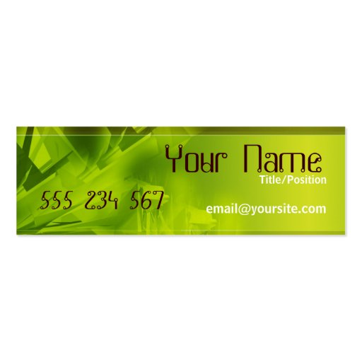 GREEN SPACE Skinny Profile Business Card Templates (front side)