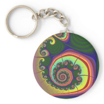 Green Spiral Jewel Fractal Keychains