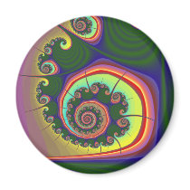 Green Spiral Jewel Fractal Fridge Magnets