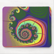 Green Spiral Jewel Fractal Mouse Pad