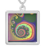 Green Spiral Jewel Fractal Custom Necklace