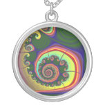 Green Spiral Jewel Fractal Custom Necklace