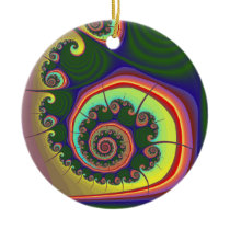 Green Spiral Jewel Fractal Christmas Tree Ornaments