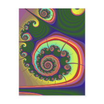 Green Spiral Jewel Fractal Postcard