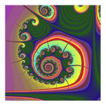 Green Spiral Jewel Fractal Print