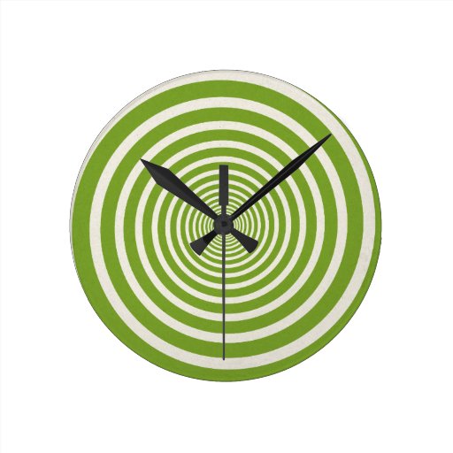 Green spiral optical illusion round clock Zazzle
