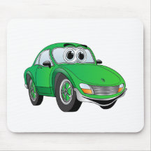 Green Sports Car Cartoon Mousepads