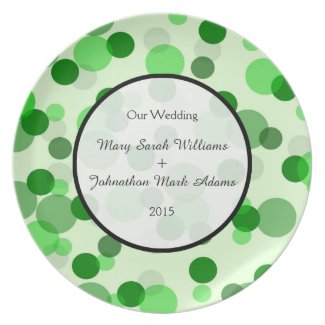 Green Spots Pattern Wedding Keepsake Dinner Plates
